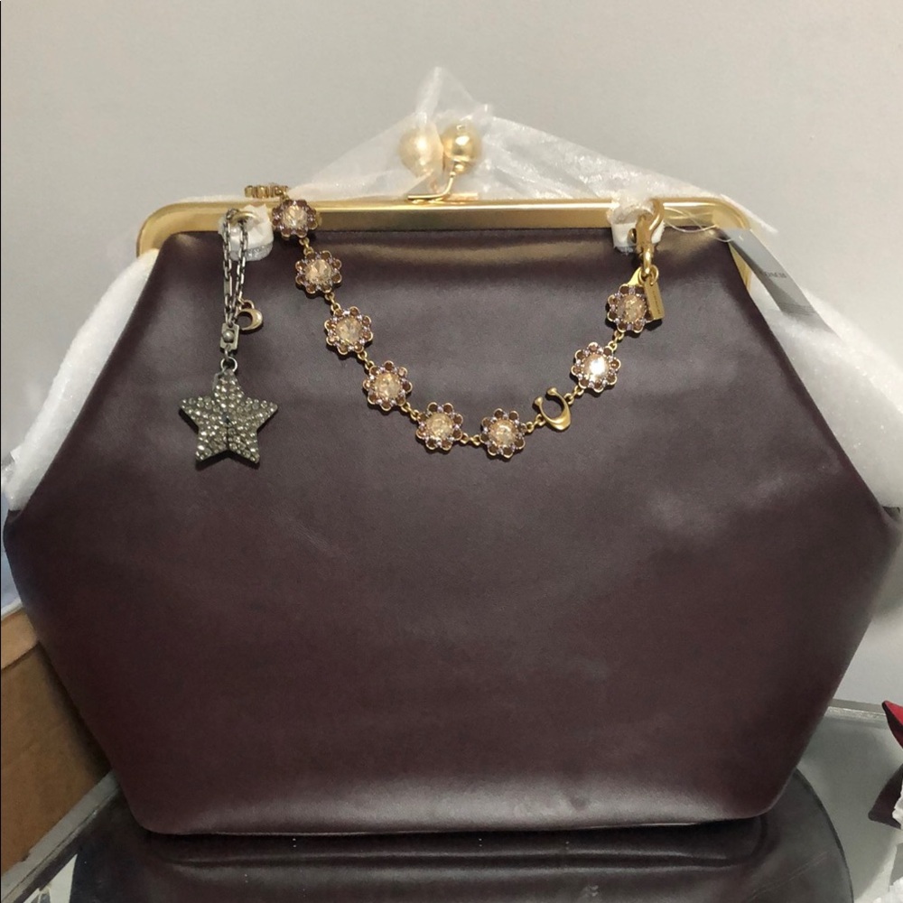 Coach large kisslock frame bag